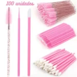 Kit 50 Escovinhas + 100 Microbrush + 50 Aplicador de batom alongamento cilios