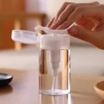 Porta Acetona 120ml Frasco Transparente - Pump Push Down Recarregável e Reutilizável