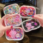 Kit 3 Bolsinhas Liga de Cabelo Para Menina Liguinha Elástico Rabicó Silicone Colorido Varias Cores - Imagem 2
