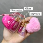 Glitter Lip Gloss Heart Case + Chaveiro+ Lip gloss Amor Anjo/Bobbi Rara