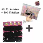 Kit 72 Xuxinhas e 500 Elásticos De Cabelo Preto