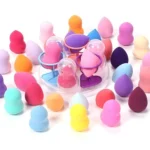 Kit 6 Mini Esponjas de Maquiagem Coloridas Cada Uma com Embalagem Individual e Super Absorventes - Imagem 2