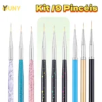 Kit 9 Pincéis Ultra Fino Francesinha Decoração Manicure