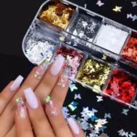 Caixa 12 Potinhos Glitter Borboleta Unhas Decoração Porcelana